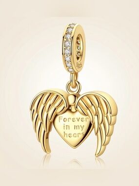 925 Silver Angel Wings Heart Charm Pandora Fit Moving Anniversary Gift CHARACTER